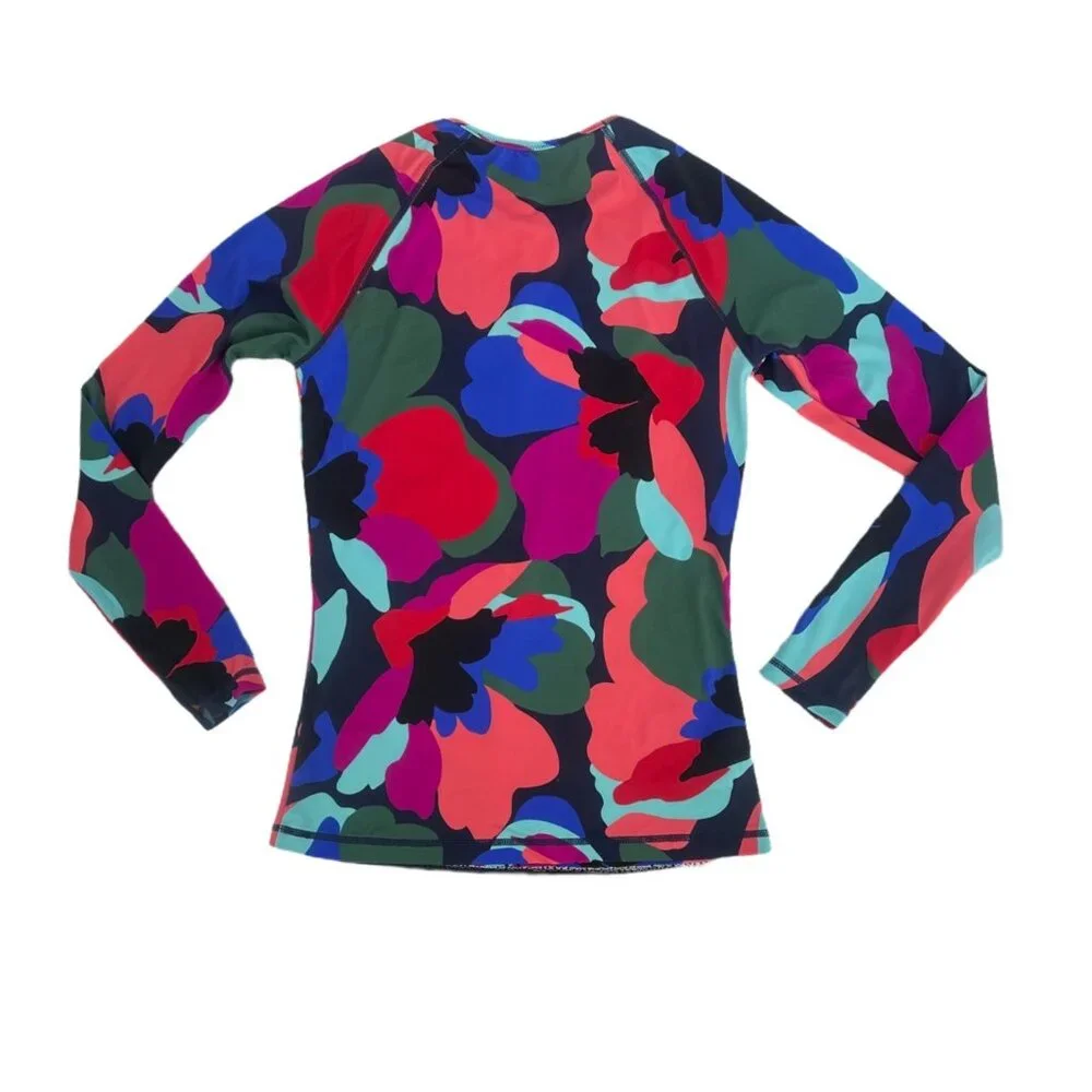 🌈 Athleta Vibrant Abstract Long Sleeve Workout Top Stretch M 🌈 - Picture 3 of 6